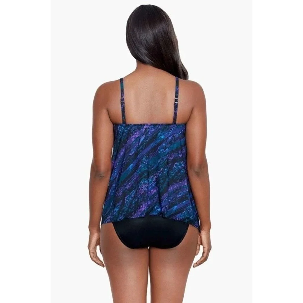 NWT Miraclesuit Peephole Tankini Top Womens 16 Multi Color Abstract Swim Festive